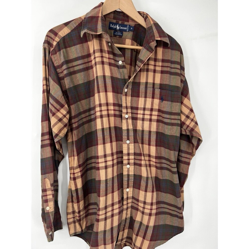 Ralph Lauren Blaire Plaid cotton Button Down Shirt Men's Medium Green Red top